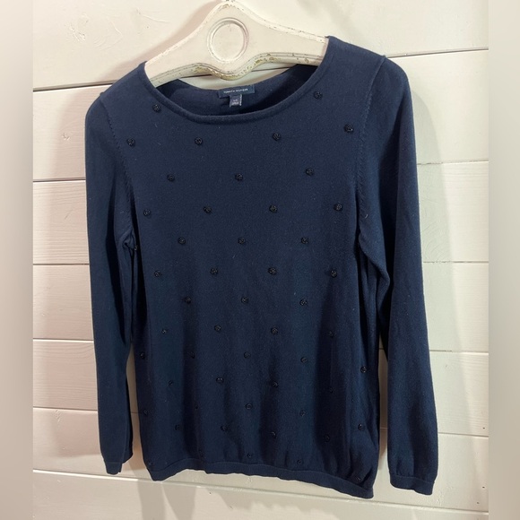 💙 TOMMY HILFIGER – L – Navy blue beaded sweater - Picture 4 of 7